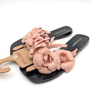 Jeffrey Campbell Fleuris Jelly Flip Flop Thong Sandal Black/Pink Size US8 EU39